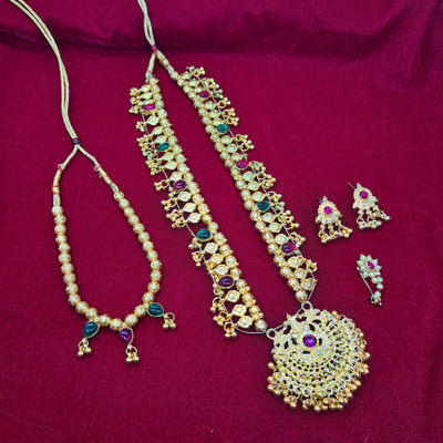 Swaroop Designer Copper Gold-plated Multicolor Jewellery Set(Pack of 1)