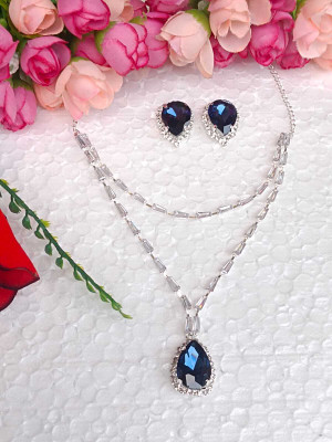 DENICRAAS Crystal, Alloy Silver Blue Jewellery Set(Pack of 1)