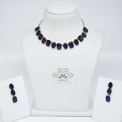 Ghazi Collection Brass Gold-plated Blue Jewellery Set(Pack of 1)
