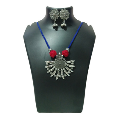 swadriya Oxidised Silver Multicolor Jewellery Set(Pack of 1)