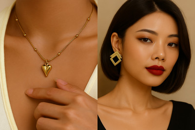 Henuka Alloy Gold-plated Gold Jewellery Set(Pack of 2)