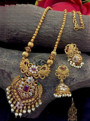 PBM CREATIONS Copper Gold-plated Multicolor Jewellery Set(Pack of 2)
