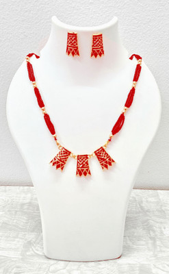 shree balaji gold Copper, Dori, Alloy Gold-plated Red Jewellery Set(Pack of 1)