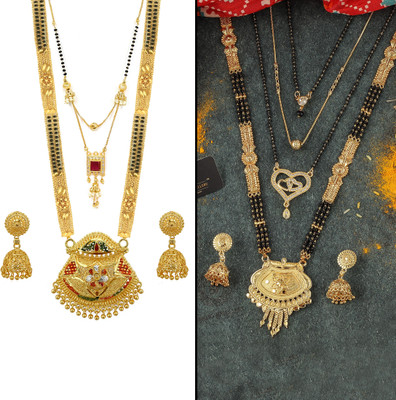 Divastri Brass Gold-plated Gold Jewellery Set(Pack of 2)
