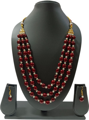 UTTARAI Alloy Gold-plated Brown Jewellery Set(Pack of 1)