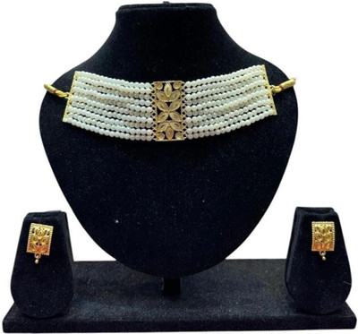 MODELFLUX Brass Gold, White Jewellery Set(Pack of 1)