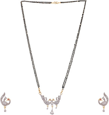 Angel In You Brass Gold-plated White Jewellery Set(Pack of 3)