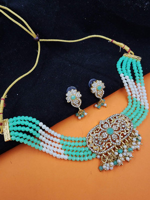aarnaa Alloy Gold-plated Green Jewellery Set(Pack of 2)