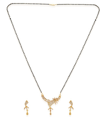 BHANA STYLE Brass Gold-plated White Jewellery Set(Pack of 3)