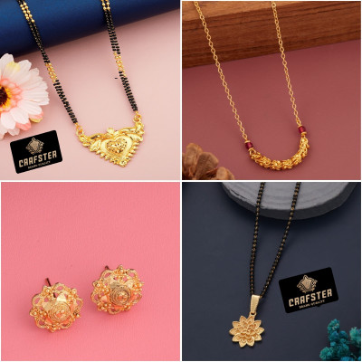 CRAFTSTER Brass, Alloy Gold-plated Gold, Multicolor Jewellery Set(Pack of 4)