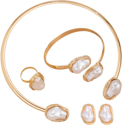 Gehney joy of jewels Stainless Steel Gold-plated Gold, White Jewellery Set(Pack of 3)