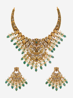 Kushal's Fashion Jewellery Copper Gold-plated Multicolor Jewellery Set(Pack of 3)