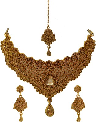 FashionSarani Stone, Dori, Alloy Gold-plated Gold Jewellery Set(Pack of 1)
