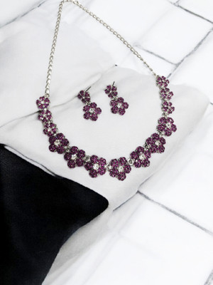 R A Enterprises Alloy Rhodium Pink Jewellery Set(Pack of 3)