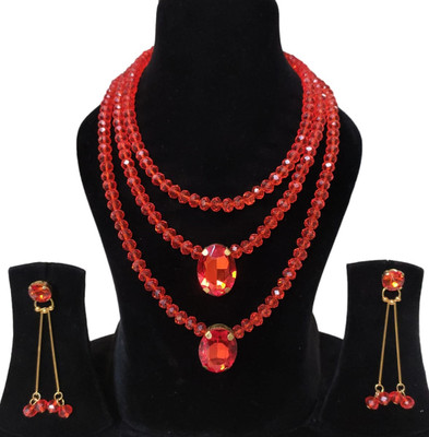 Buybox Glass Red Jewellery Set(Pack of 3)