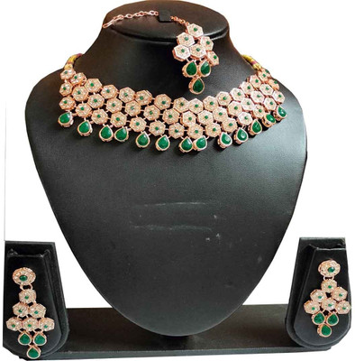ANRA JEWEL Mother of Pearl, Alloy Gold-plated Green, Rose Gold Jewellery Set(Pack of 1)