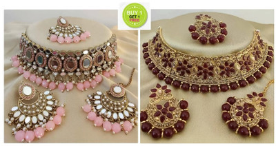 house of common Alloy Pink Jewellery Set(Pack of 1)