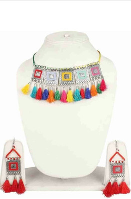 Ruhi Alloy Silver Multicolor Jewellery Set(Pack of 1)