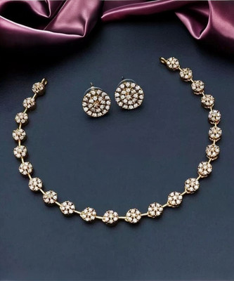 NAKMAN JEWELLERY Brass, Copper Gold-plated White Jewellery Set(Pack of 1)