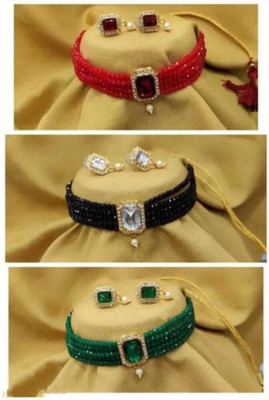Chikku Alloy Gold-plated Multicolor Jewellery Set(Pack of 3)