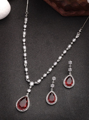 AKENTRPRISE Brass Silver Red Jewellery Set(Pack of 1)