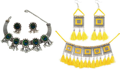 JMBW INTERNATIONAL Alloy Silver, Blue, Green, Yellow, Silver Jewellery Set(Pack of 2)