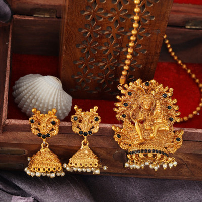 Angel In You Brass Gold-plated Black Jewellery Set(Pack of 1)