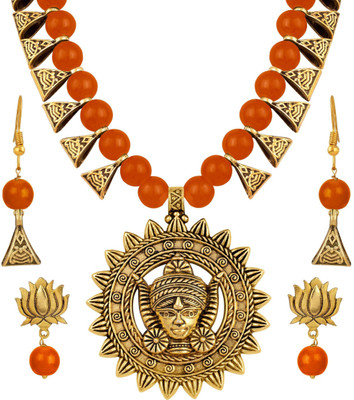 JFL Jewellery for Less Alloy Copper Orange Jewellery Set(Pack of 2)