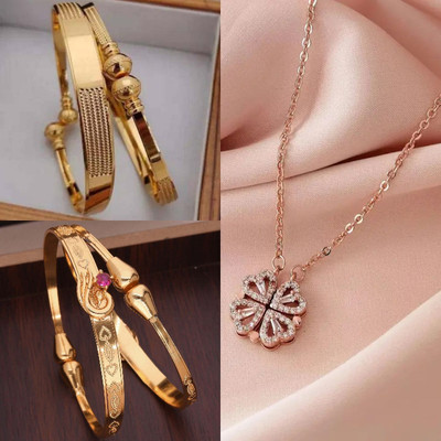 Sangria Brass Gold-plated White, Beige Jewellery Set(Pack of 3)