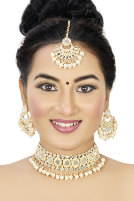 mirrorpearls Alloy Gold-plated White Jewellery Set(Pack of 1)