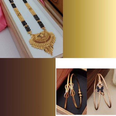 Parisal Brass Gold-plated Red, Copper, Grey Jewellery Set(Pack of 3)