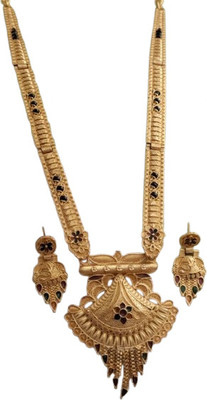 DELOCRAFT Brass, Alloy Gold-plated Gold, Black Jewellery Set(Pack of 1)