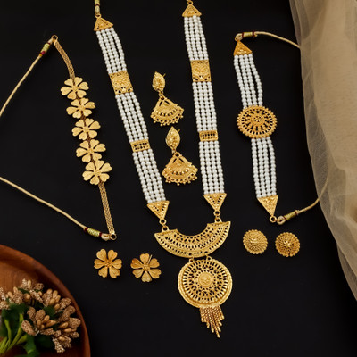 PARTICIAO Alloy Gold-plated Gold Jewellery Set(Pack of 3)