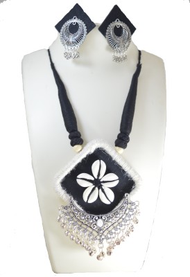 LIBNIQUE FASHION Oxidised Silver, Dori, Jute Black, White Jewellery Set(Pack of 1)