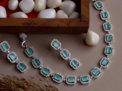 DENICRAAS Zinc, Alloy Silver Turquoise Jewellery Set(Pack of 1)