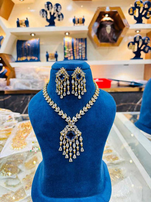 Yamuna Alloy Sterling Silver Green Jewellery Set(Pack of 1)