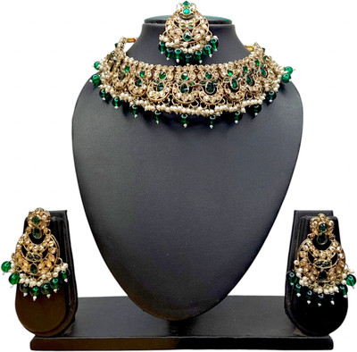 Zarmar fashion Alloy Gold-plated Green Jewellery Set(Pack of 1)