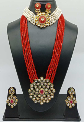 CATALYST Brass Gold-plated Red Jewellery Set(Pack of 1)