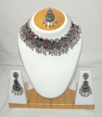 Brinah Oxidised Silver Black Silver Multicolor Jewellery Set(Pack of 1)