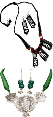 HOUSE OFF COMMON Oxidised Silver Black, Multicolor Jewellery Set(Pack of 2)