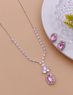 ShringarHouse Stone, Alloy Sterling Silver, Silver Silver, Rose Gold Jewellery Set(Pack of 1)