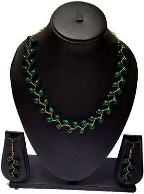UTTARAI Alloy Gold-plated Green Jewellery Set(Pack of 1)