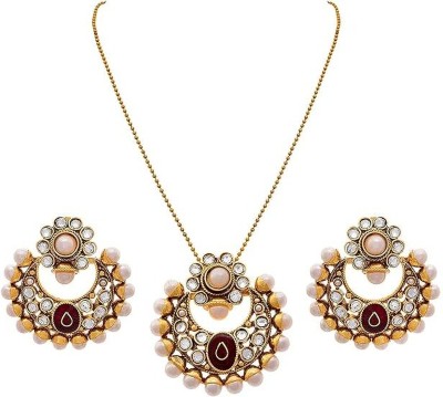 TAP Fashion Copper Gold-plated Maroon Jewellery Set(Pack of 1)