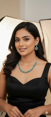 icg rajesh Alloy Platinum Green Jewellery Set(Pack of 1)