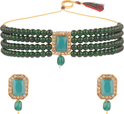 CATALYST Alloy Gold-plated Green Jewellery Set(Pack of 1)
