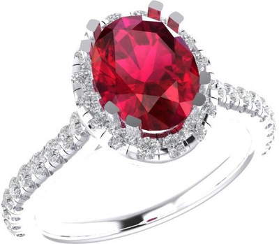 SILVA ORNAMENTS Sterling Silver Rhodium Silver, Red Jewellery Set(Pack of 1)