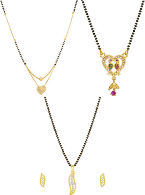 AADITA Brass Gold-plated Black Jewellery Set(Pack of 1)