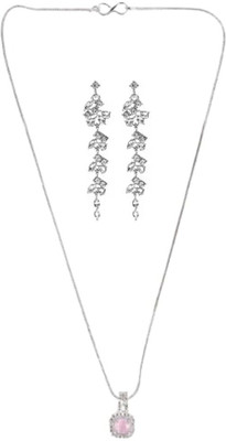 SKG Fashions Stone Pink, Silver Jewellery Set(Pack of 1)