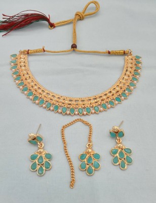 RUNICHA PRODUCT Alloy Gold-plated Turquoise Jewellery Set(Pack of 10)