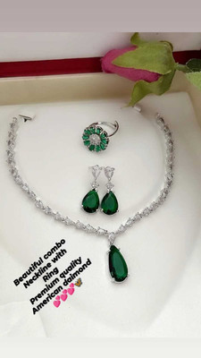 DENICRAAS Alloy Silver Green Jewellery Set(Pack of 1)